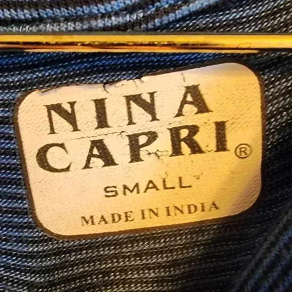 Nina Capri Mockneck Pullover |‎ Striped Blue & Black | Size Small - Picture 2 of 4